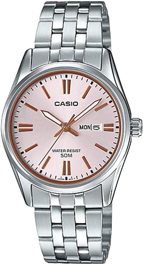 Casio LTP1335D-4AV Women's Standard Dress Analog Stainless Steel Day Date Pink Dial Watch