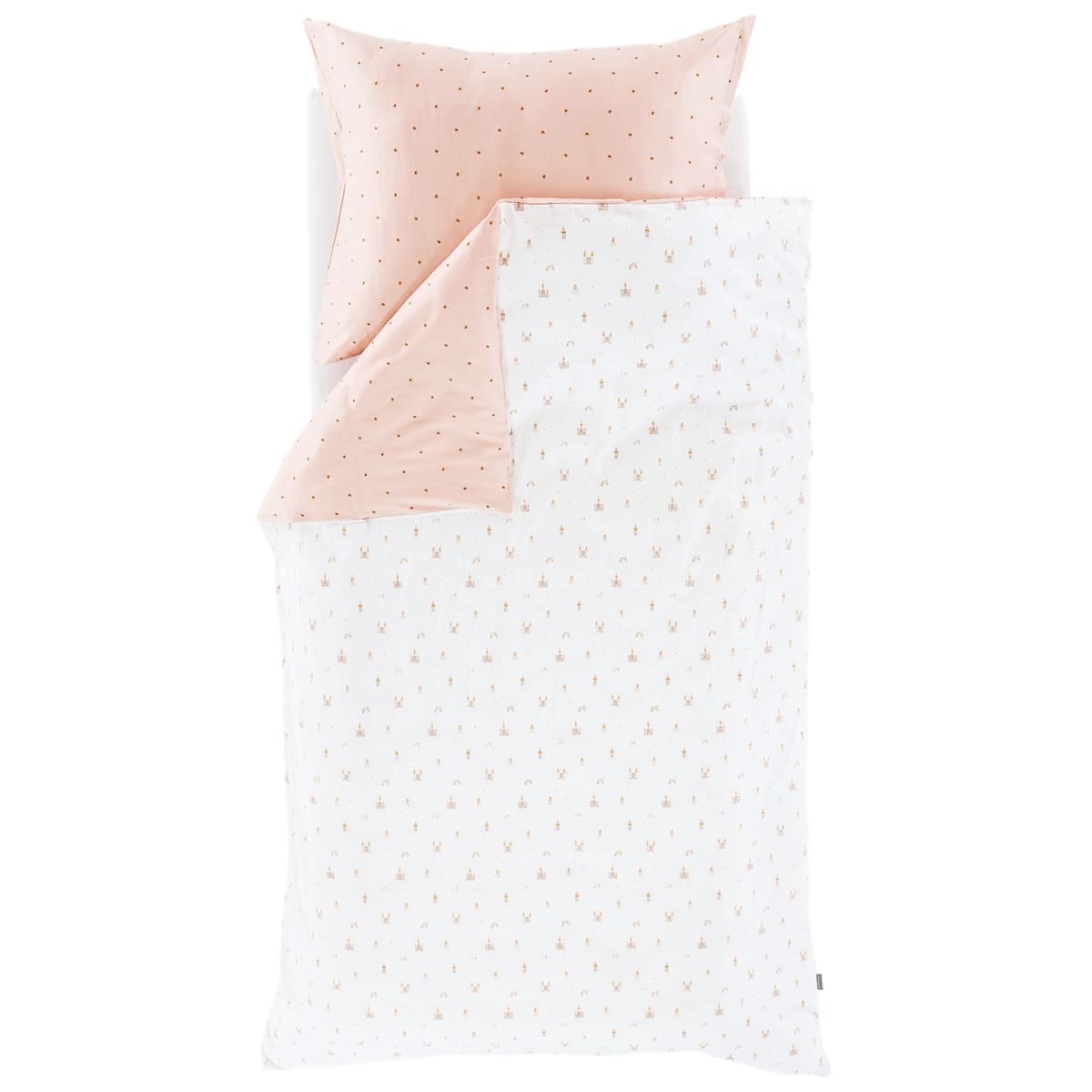 Träumeland Children's and Youth's Bed Linen Fairytale Gold, Size: 135 x 200 cm + 80 x 80 cm – Bed Linen Made of Finest Soft Cotton – in Practical Gym Bag Packaging