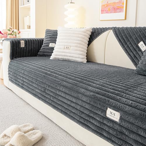 tianxinbaobei Fuzzy Sectional Couch Cover for Sofa, Plush Wa