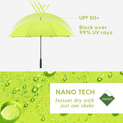 Rumbrella Golf Umbrella Windproof Uv Umbrellas Large Upf 50+ Auto Open 55In, Fluorescent Green #TOP1