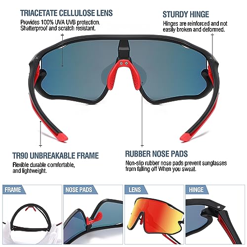 DUCO Kids Sunglasses Youth Baseball Sun Glasses Lightweight TR90 Frame UV400 Sports Cycling Shades for Boys Girls DK268 - Thumbnail 4
