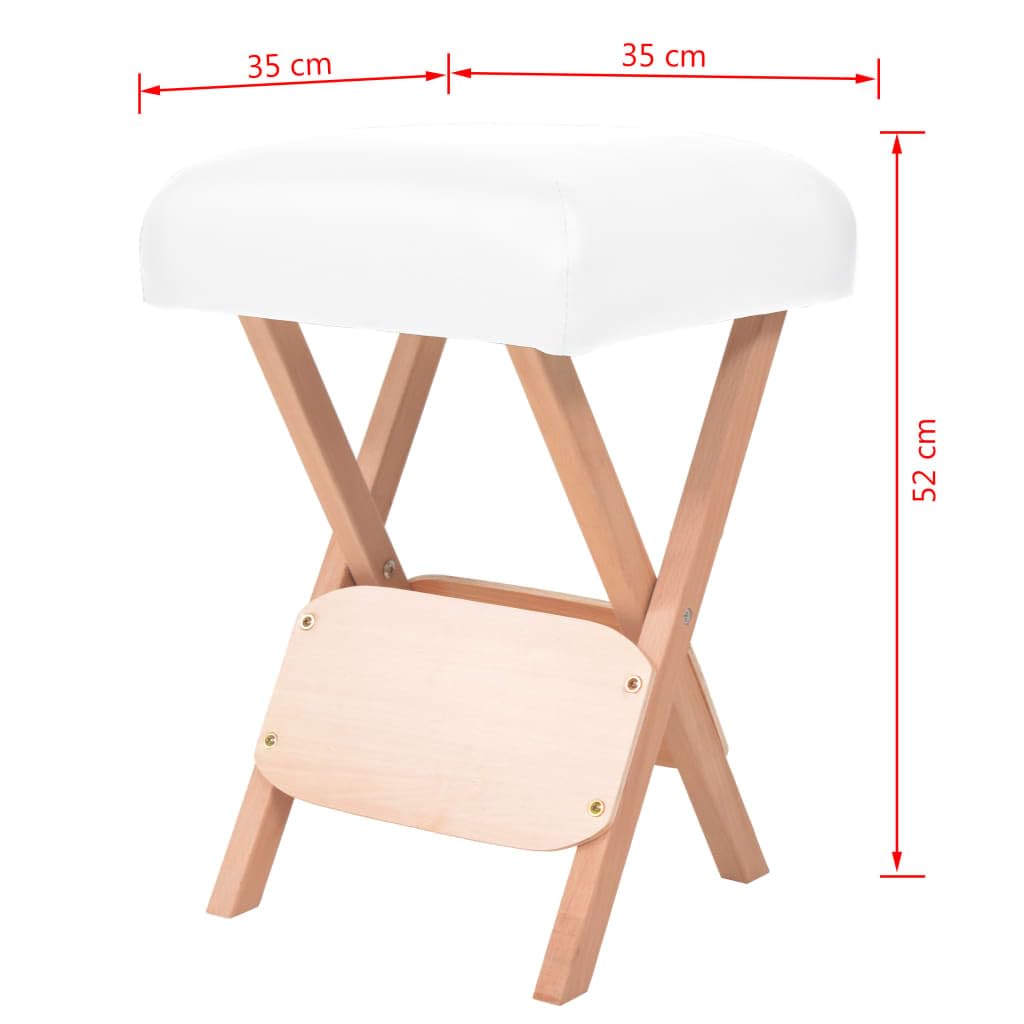 vidaXL Tabouret de Massage Pliant 12 cm d'Epaisseur Portable Table de Massage Blanc
