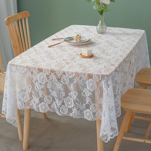Nappe polyester dentelle brodée fleurie rectangulaire lavable 150x200 - 2