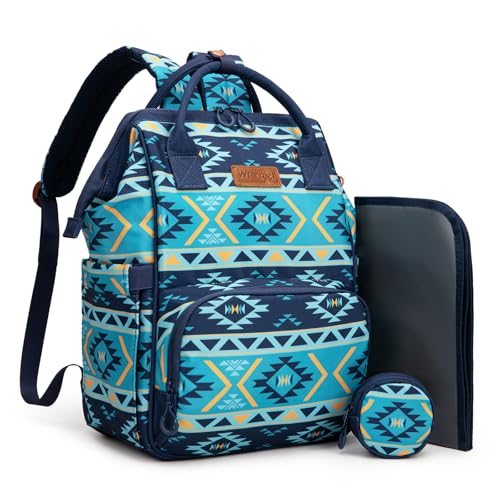 Image of Montana West Wrangler Diaper Bag Backpack Aztec Travel Backpack Purses Western Multi-Function Baby Bags for Mom with Waterproof Insulated Pockets