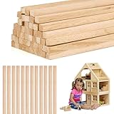58 Pezzi Listelli in Legnos, Bastoncini in Legno Naturale Quadrati, Bastoncino Strisce di ...