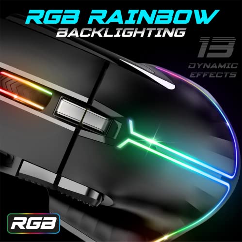 Souris Gamer Filaire Ergonomique RGB 12800 DPI avec 8 Boutons - Geekodrome: Boutique d'accessoires geek Souris PICTEK Gaming Mouse