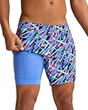 maamgic Mens 5' Gym Running Shorts for Men 2 in 1 Quick Dry Workout Athletic Shorts Colorful Blue Large