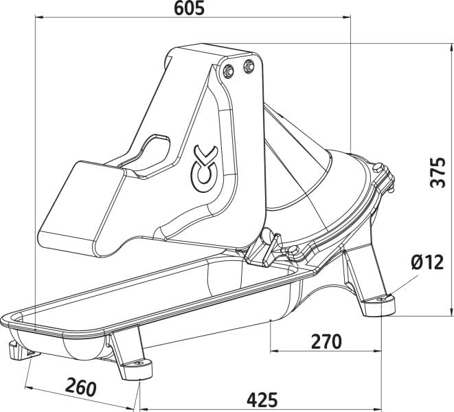 Dimensional drawing of Kerbl P100 Willow Pump with measurements.