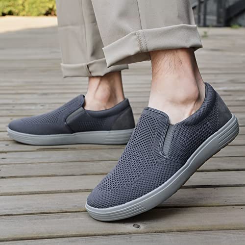 Image of konhill Mens Slip On Loafers Sneakers - Casual Knit Walking Shoes for Men, Lightweight Breathable Memory Foam Boat Shoes, Comfortable Slip-On Driving Loafers for Work Travel Beach
