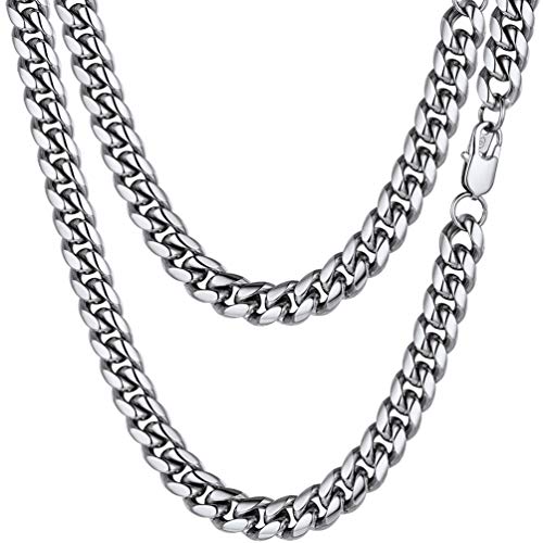 PROSTEEL Stainless Steel Cuban Link Chain Chunky Necklaces 10mm Men Women Men's Chains Jewelry for Him