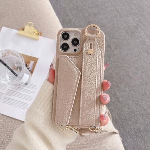 Étui portefeuille en cuir kaki iPhone 16 pour protection complète élégante