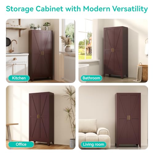 Image of Metal Storage Cabinet with Doors and Adjustable Shelves
