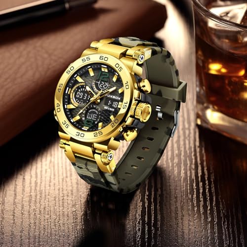 Image of LIGE Quartz Watch for Men Waterproof Big Dial Analog Digital Sport Multifunction LED Backlight Fashion Wristwatches Stopwatch Calendar Men