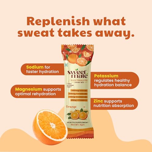 Image of Sugar Free Orange Electrolyte Drink Mix Sweetened With Stevia -5g (20 Sachet) No Preservatives and Chemicals| Offers 10x more Electrolyte | Keto Friendly, Vegan