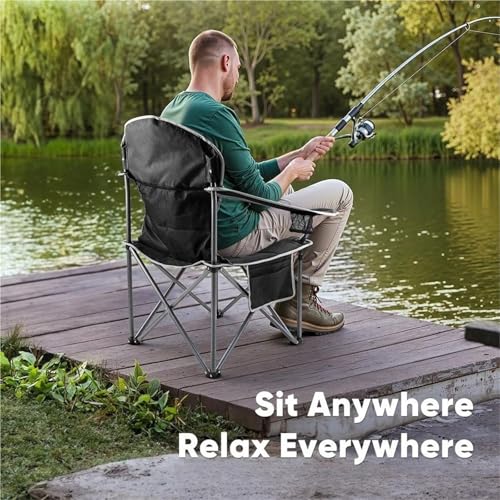 Chaise de camping pliante et robuste portable avec porte-gobelet - 4