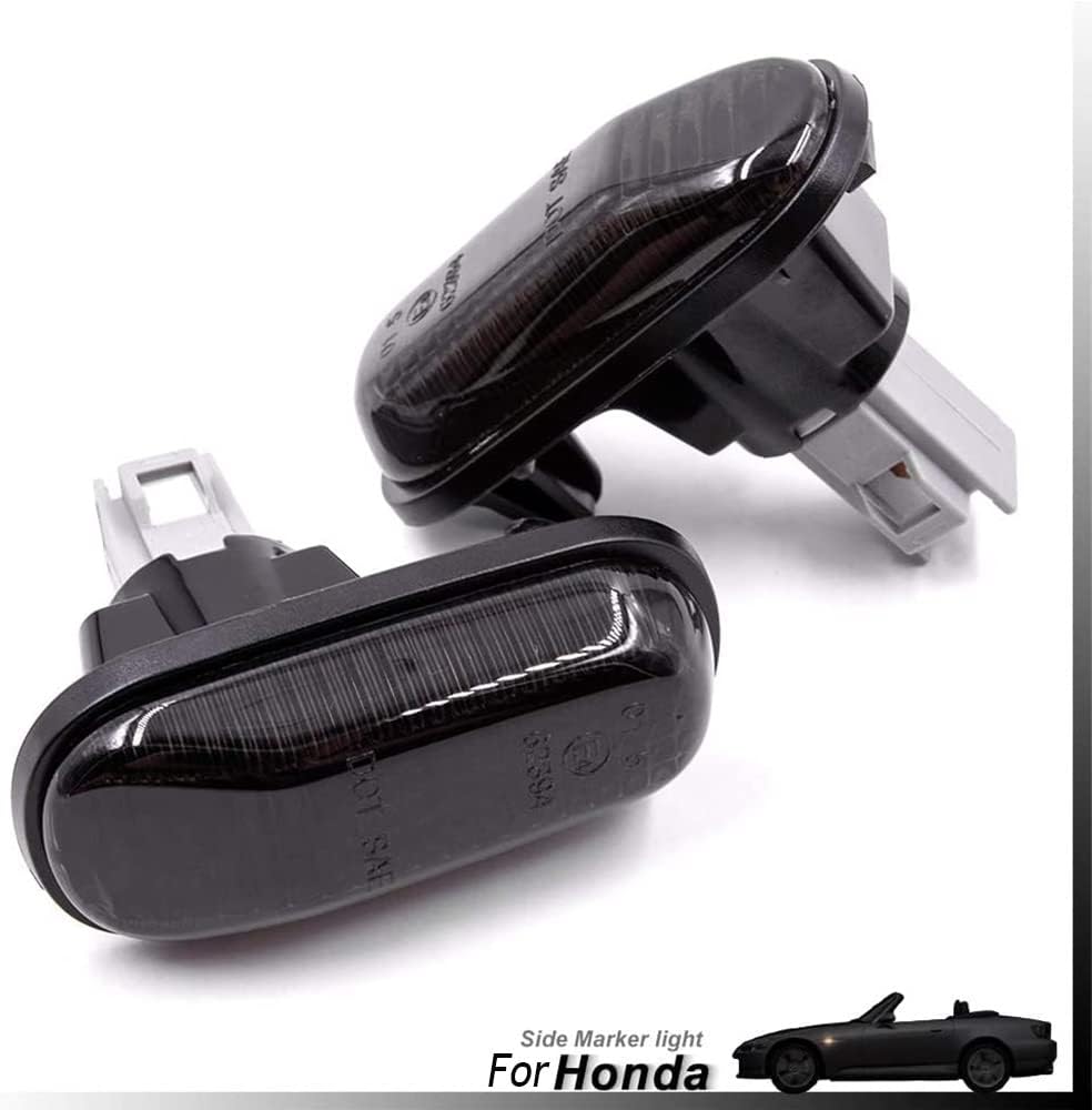 OEM Side Marker Light for 2000-2009 Hon'da S2000 S2K 2Pcs Fender Indicator Lamp Smoke Lens With Amber Halogen Light Bulbs