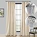 ChadMade Cortinas Opacas Dormitorio Arena Beige 254×140cm, Cortina Aspecto Lino con Panel de Forro 4 en 1 Bolsillo Varilla de Cabecera Ganchos Planos Gancho Lengüeta Trasera Cinturón (1 Pieza)