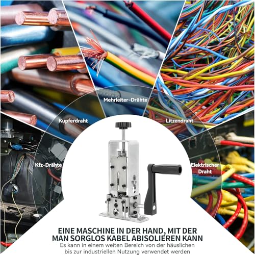 Image of Wire Stripper 1-25mm Tool Wire Stripper Machine for Hand Crank or Drill Powered Manual Can be Fixed or Removed Cable Stripper for Copper Scrap Recycling(Silver)