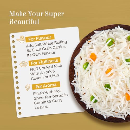 Image of Zeeba Super Basmati Rice 1.2 Kg, Fluffy & Naturally Aromatic, Gluten Free Fine Grains (Cooked length upto 23mm*) (Pack of 2)