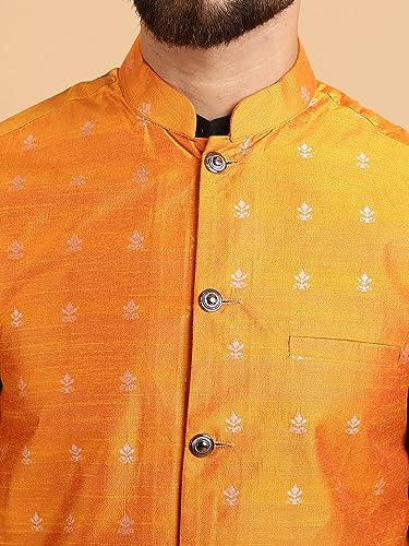 Image of SOJANYA (Since 1958 Men's Silk Blend Kurta Pyjama & Nehru Jacket Combo