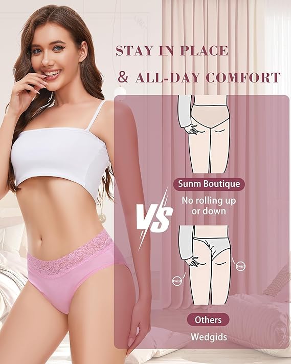 Image of NICSY Women's Panties Full Coverage Soft Touch Cotton Elastane Stretch Lace Underwear Styled Hipster with StayFresh Panty for Women Combo Pack