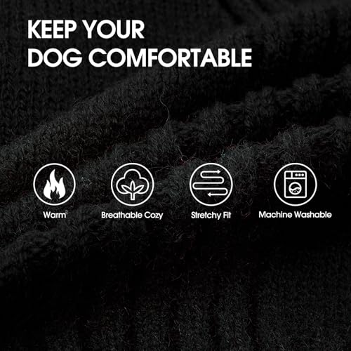 Image of Turtleneck Dog Sweater,Thermal Knitted Sweater for Small Dogs Girl Boy, M | 4-Way Stretchy Fit, Cozy & Warm Pullover Clothes for Fall Winter, Indoor & Outdoor Knitwear, Fit for Frenchie, Dachshund