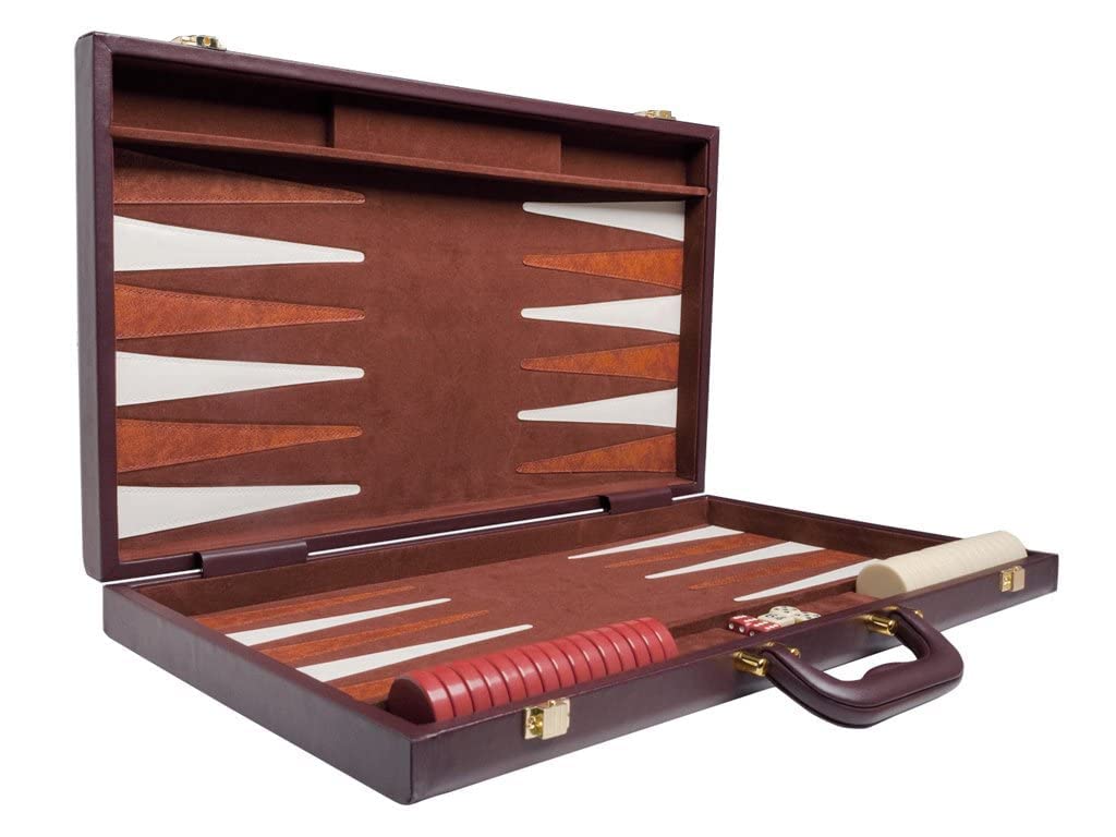 21-inch Backgammon Set - Brown Board and Playing Surface - White and Light Brown Points - Image 8