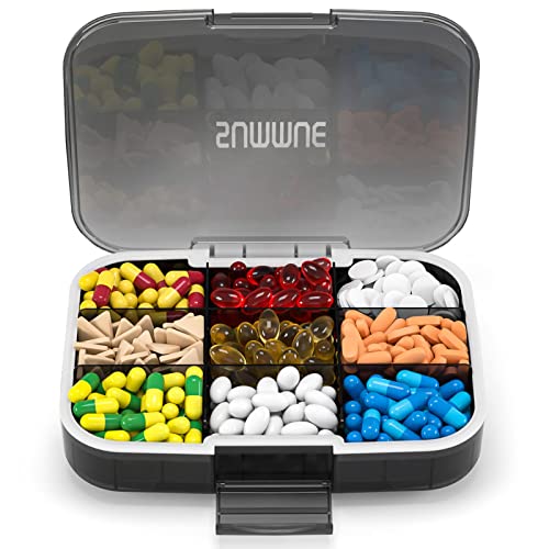 Summue Large Pill Organizer, 9 Compartments Portable Travel Pill Box Case Moisture Proof, Xl Pill Container Holder For Vitamins, Cod Liver Oil, Supplements, Medication (Black) #TOP10