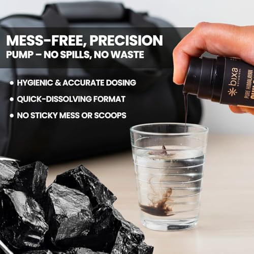 Image of bixa BOTANICAL Shilajit for Men, Pure Himalayan Resin, Vegan, 20 g | With 75% Fulvic Acid, Supports Energy, Stamina & Muscle Health, Fast Dissolving, Lab Tested, Mess Free Pump, Easy to Carry