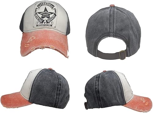 Miniatura 7 de Gorra de béisbol vintage con remaches de moda con letras cruzadas de algodón de mezclilla con borde deshilachado, sombrero de sol ajustable unisex