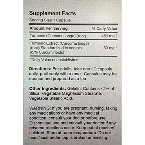 Cúrcuma Curcumin Turmeric 500mg 180 Caps - Puritan's Pride