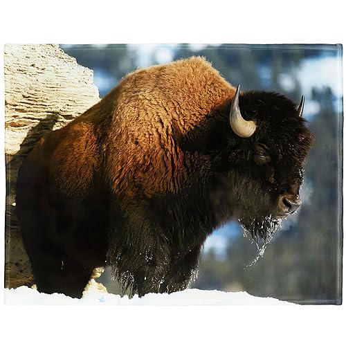 TSlook 60x80 Blankets Funny American Bison Buffalo Wildlife Animal Comfy Funny Bed Blanket
