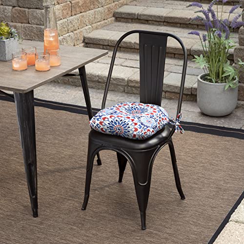 Image of Arden Outdoor Tufted Bistro Seat Cushion, Set of 4, 14.5 in x 15 in, Rain-Proof, Fade Resistant Clark Blue