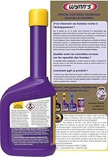 Wynn's Additive Contrôle Technique Pollution Diesel Degraissant Moteur, Nettoyant Injecteur Diesel et Anti Fumées Noires 325ml
