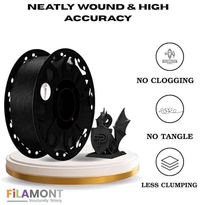 Image of FiLAMONT PETG Premium Plus 3D Printer Filament 1.75mm, 1KG Spool (Black)