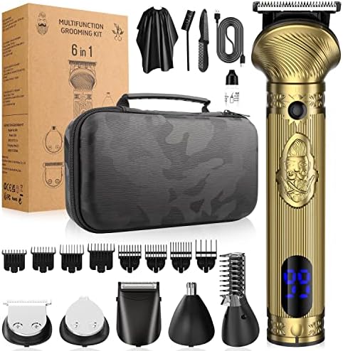 QREEYX Beard Trimmer Kit for Men - Professional 6 in 1 Hair Clipper Trimmer, Cordless Multi Groomer, Mens Grooming Kit for Beard, Face, Body Nose Electric Razor with Travel Case as Gifts for Him