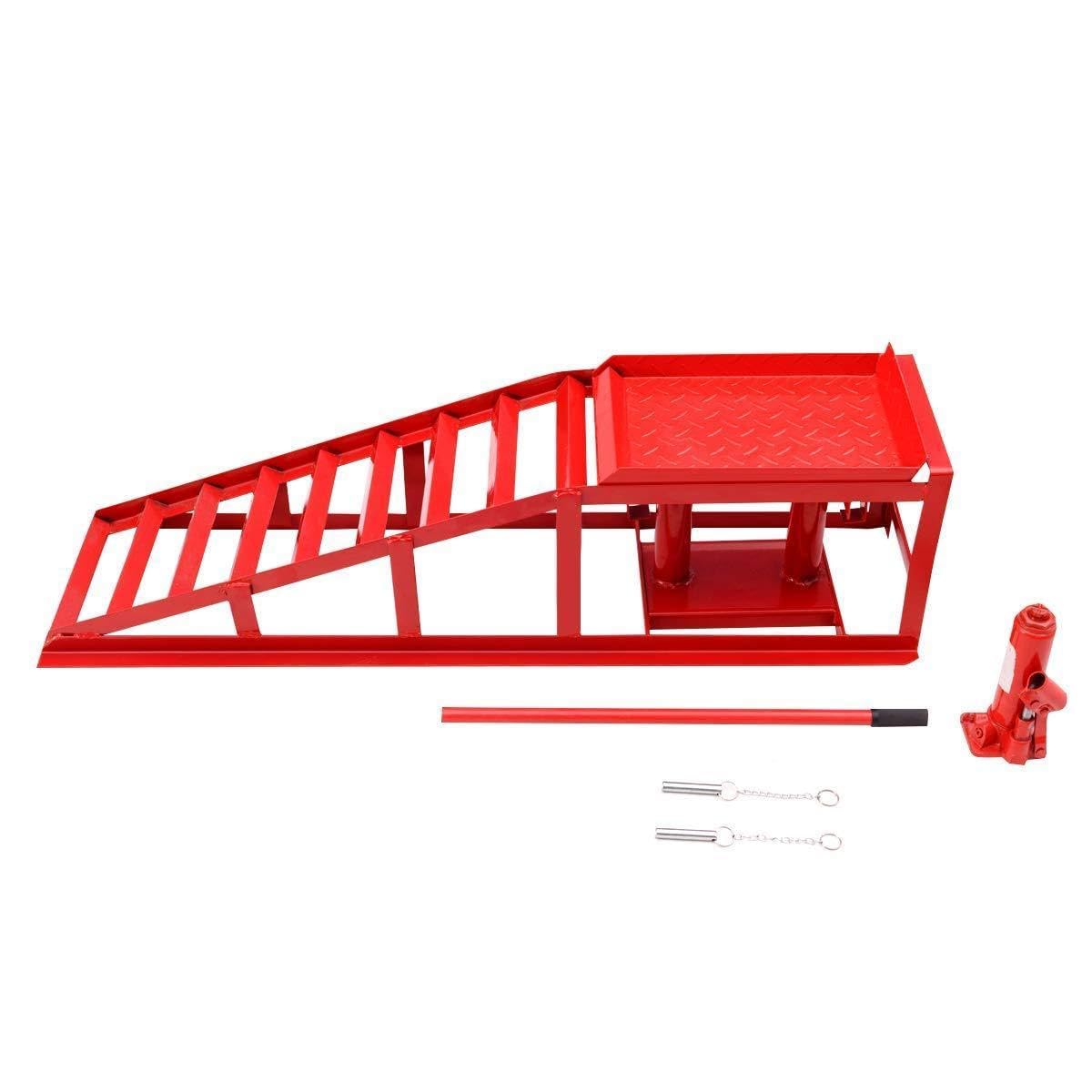 Rampas Hidráulicas Elevadoras para Coche 2 Toneladas Altura Ajustable 270-375mm Acero Alta Resistencia Juego 2 Uds