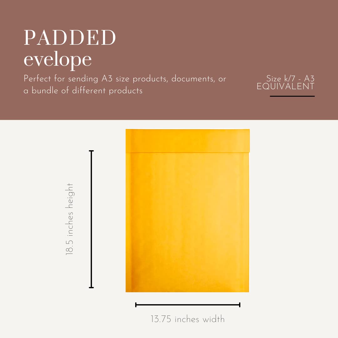 100 Large K/7 Size Mail Lite Gold Padded Envelopes Mailers - Peel Seal Bubble Bags - 350 X 470mm / 13.75 X 18.5" Sealed Air Postal Packing Mailing Shipping Postage Posting - View #4