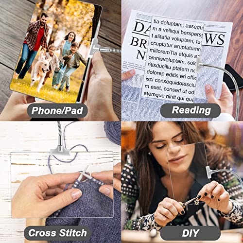 5X Magnifying Glass With Stand, 10"X6" Flexible Gooseneck Full Book Page Magnifying, Large Page Magnifier For Reading Small Prints & Low Vision Seniors With Aging Eyes, Sliver #TOP6