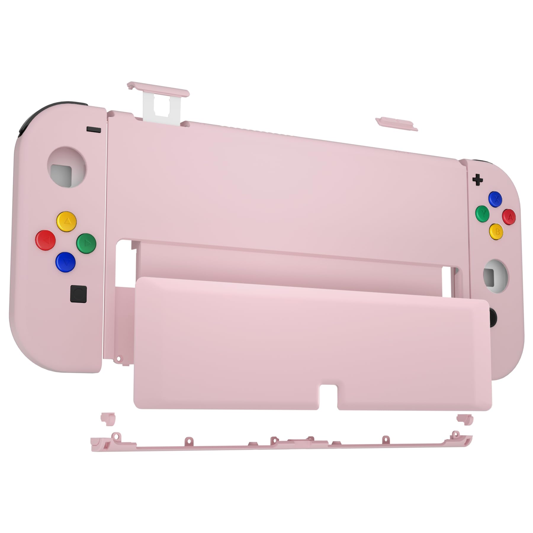 eXtremeRate Coque Complète de Remplacement avec Bouton pour Nintendo Switch OLED, Coque avec Bouton avec Support pour PC Personnalisé pour Nintendo Switch OLED, Rose Cerise