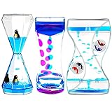 OCTTN Sensory Liquid Motion Bubbler Timers Set for Kids and Adults, 3 Pack Hourglass Different Shapes for Desk Décor Office, Sensory Play Toy