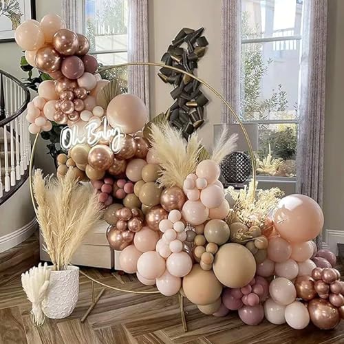 Image of Funhot Retro Blush Pink Balloons Set, 60PCS Dusty Pink Birthday Balloons, 12Inch Chrome Rose Gold Balloons Beige Nude Latex Balloon for Girls Birthday Bridal Baby Shower Wedding Boho Party Decoration