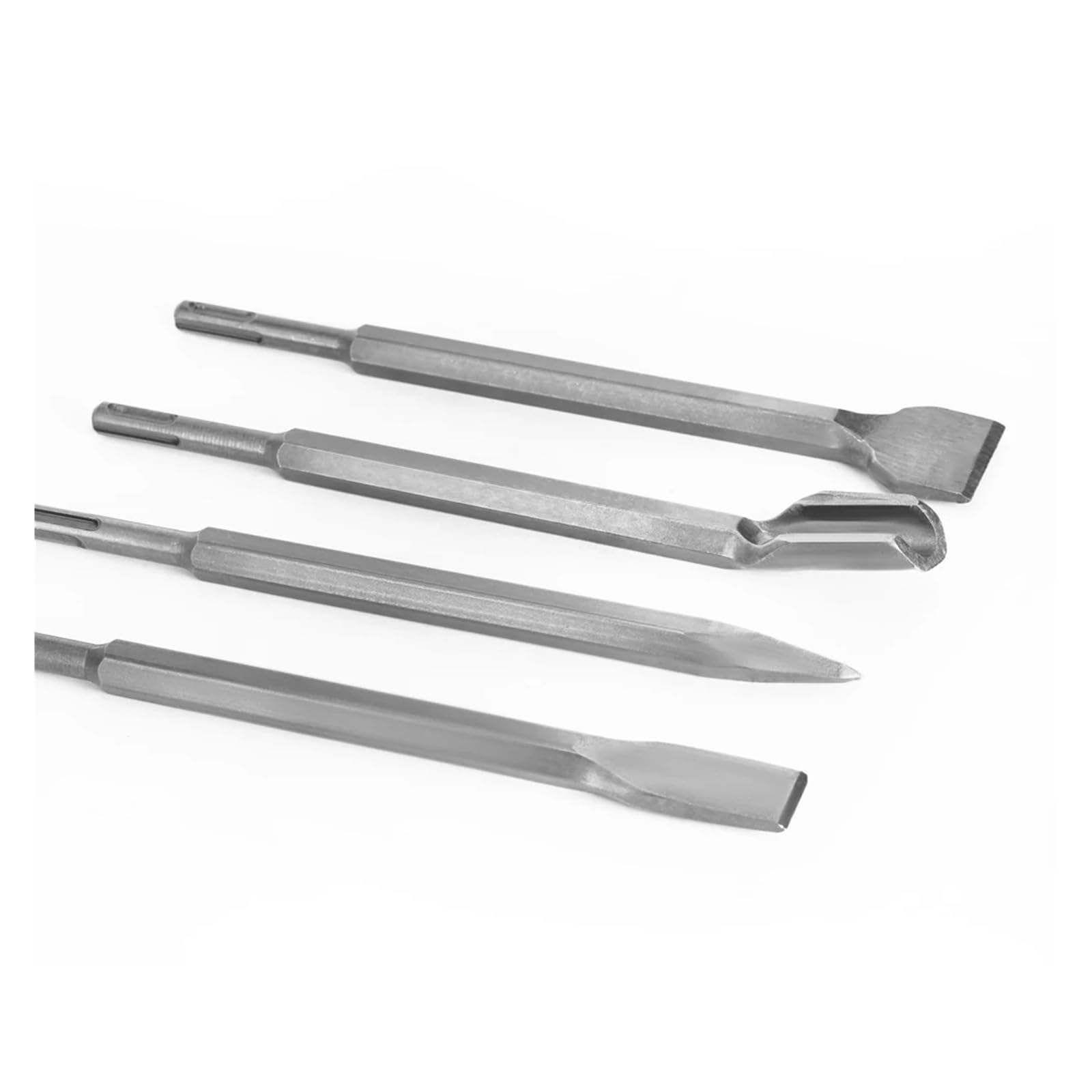 4 scalpelli SDS PLUS da 250 mm, con punta di appoggio, scanalatura, scalpello piatto, for trapano elettrico, rottura cemento, mattoni, muro, foratura