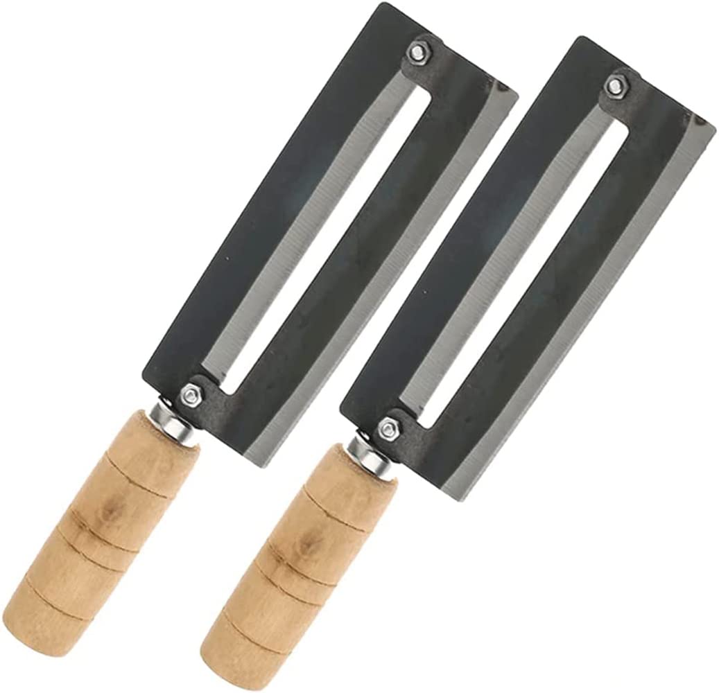P-PLUS INTERNATIONAL Planer Knife, Pineapple Pineapple Peeling Knife, Sugarcane Peeling Knife, Iron and Natural Non-Slip Wooden Wood Straight Handle Anti-Slip Knife(Pack of 2)