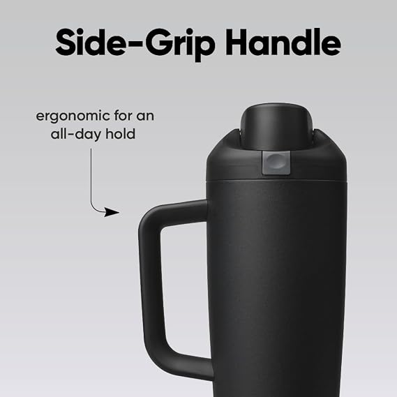 Owala FreeSip Tumbler Stainless Steel Water Bottle 30 oz Very, Very Dark