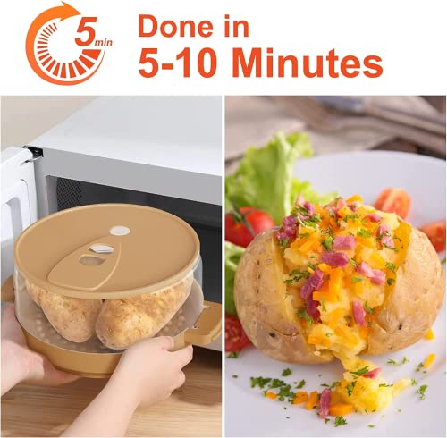 Microwave Potato Cooker Cooks In Minutes Tender & Fluffy Spuds, 8 In Baked Potato Steamer Kitchen Gadgets, Endless Potato-Possibilities, Easy To Clean, Dishwasher-Safe, Clear #TOP4