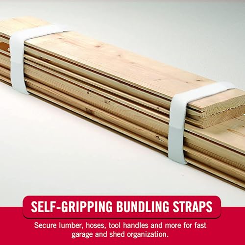 Image of VELCRO Brand VEL-30769-AMS Wide Straps 1 in x 30 ft Roll | Cut to Length, Reusable Self-Gripping Tape | Bundle Poles, Wood, Pipes, Lumber, Garage Organization for Tool Handles Hoses, More | White, 1in