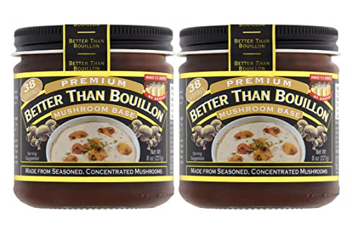 Better Than Bouillon Premium Mushroom Base, Made from Seasoned & Concentrated Mushrooms, Makes 9.5 Quarts of Broth, 38 Servings 8 Ounce (Pack of 2)