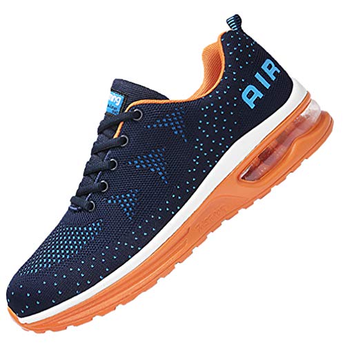 MEHOTO Mens Air Running Sneakers, Men Sport Fitness Gym Jogging Walking Lightweight Shoes, Color BlueOrange, Size 7