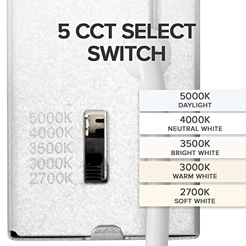Maxxima 8 In. 5Cct Square Recessed Led Downlight, 1600 Lumens Slim Flat Panel Color Selectable 2700K/3000K/3500K/4000K/5000K, Dimmable, Canless Ic Rated, White Trim, J-Box Included #TOP5